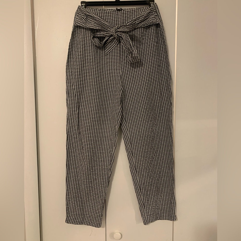 Free People Black and White Checkered Pants